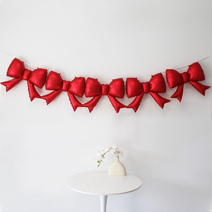 큐리 리본 풍선 5개입(레드)